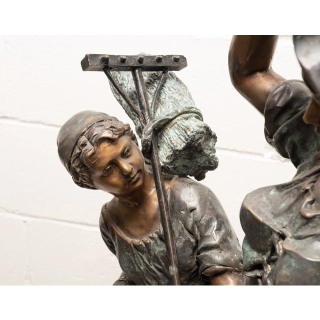 Large Antique French Bronze Sculpture “Return From the Harvest” Attributed to Mathurin Moreau For Sale - Image 9 of 12