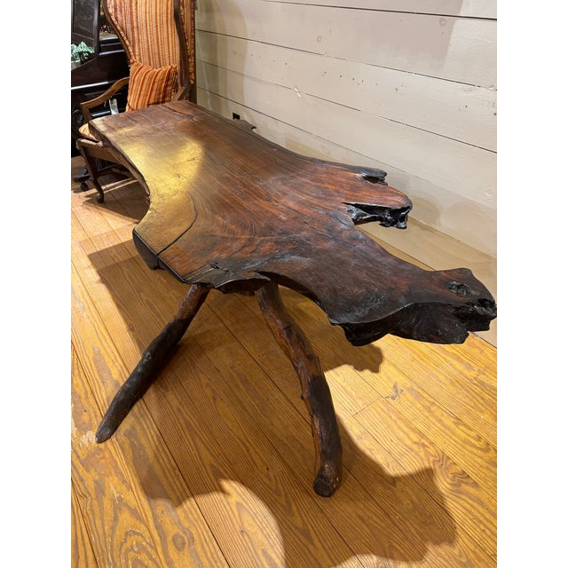 Wood Late 20th Century Studio Style Tree Trunk Table For Sale - Image 7 of 12