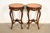Romweber Style French Provincial Louis XV Carved Walnut and Satinwood Inlaid Marquetry Side Tables, Pair For Sale - Image 12 of 12
