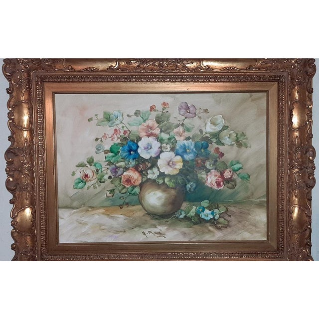 Alfonse Renè, Flowers, 1980, Oil on Canvas For Sale - Image 18 of 18