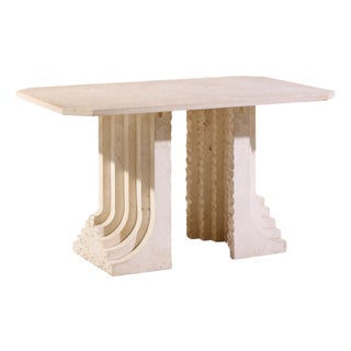 Carlo Scarpa Style Mid Century Italian Travertine Table For Sale