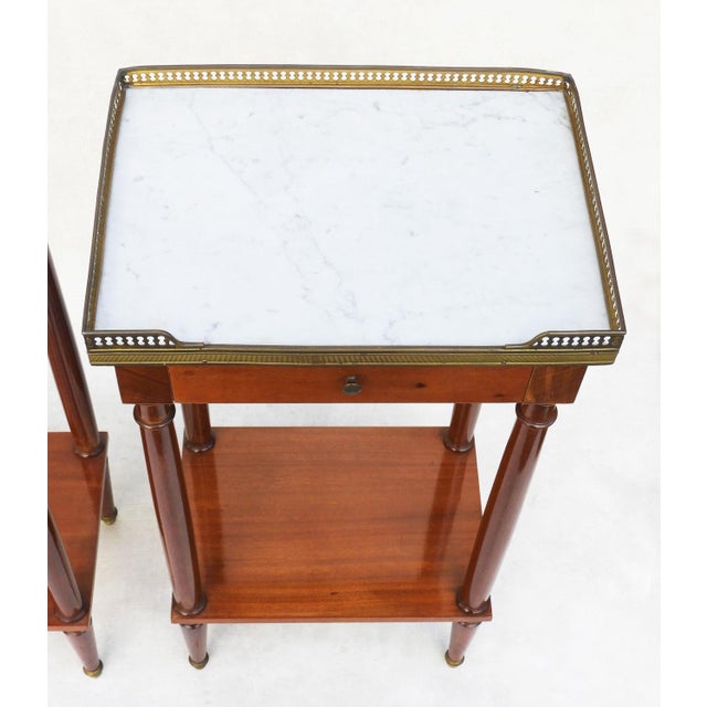 French Brass Nightstands with Marble Top, 1960, Set of 2 For Sale - Image 4 of 13