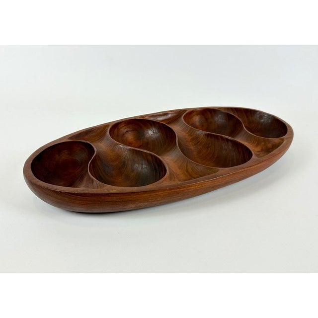 Wood Danish Teak Oval Serving Tray from Laur Jensen, 1960s For Sale - Image 7 of 7