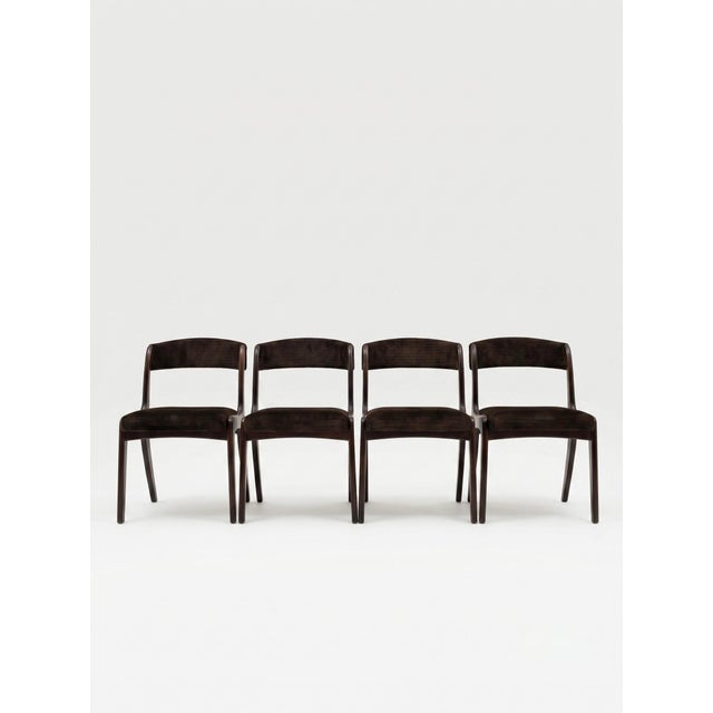 1960s Vintage Gondole Model Velvet Chairs from Baumann, 1960, Set of 4 For Sale - Image 5 of 6