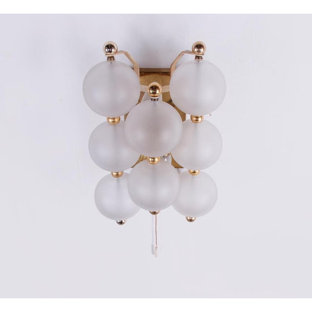 Kinkeldey Wall Sconces in Frosted Glass Balls & Brass, Germany, 1960s, Set of 2 For Sale - Image 6 of 10