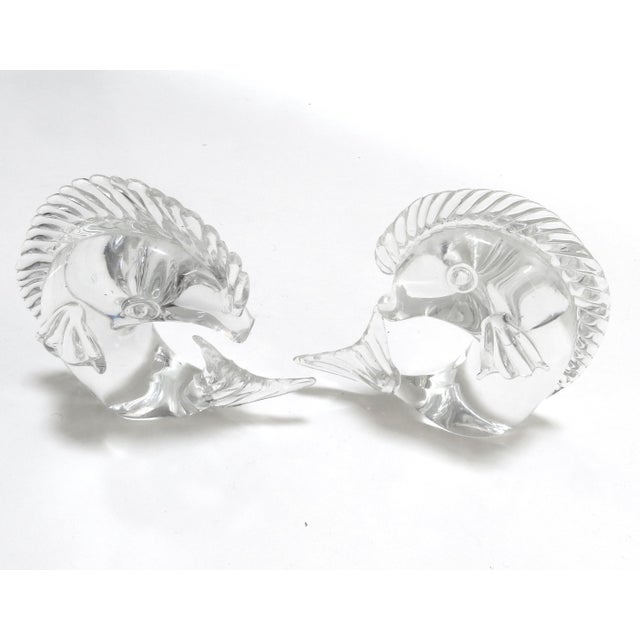 Licio Zanetti 1960s Licio Zanetti Murano Clear Glass Fish Sculptures - A Pair For Sale - Image 4 of 10