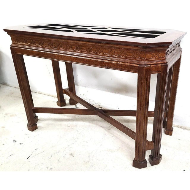 English Vintage Mahogany Console Sofa Dining Table Base For Sale - Image 3 of 11