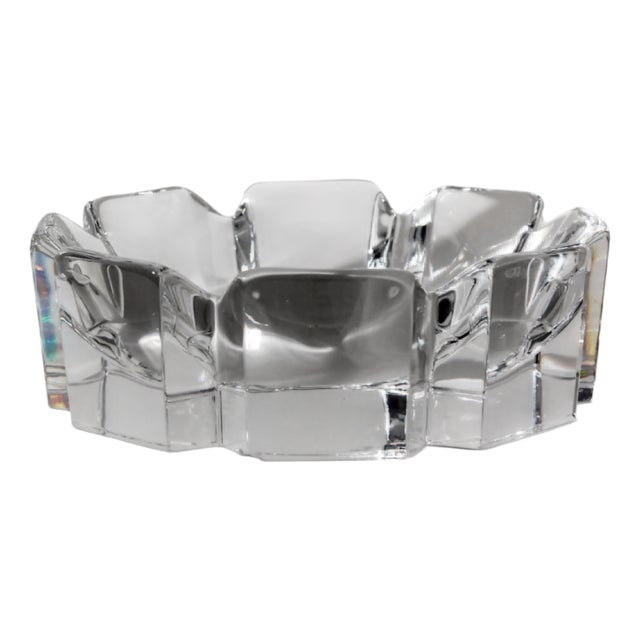 Corona Bowl in Lead Crystal by Lars Hellsten for Orrefors, Sweden, 1970 For Sale