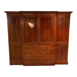 Antique English Gentleman's Wardrobe/Linen Press For Sale
