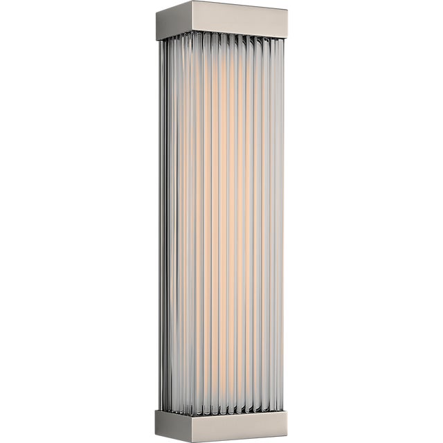 Chapman & Myers for Visual Comfort Signature Vance 14" Sconce in Polished Nickel with Clear Glass Rods For Sale