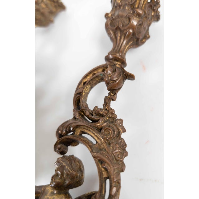 Copper 19th Century Pair of French Rococo Revival Gilt Bronze or Copper Alloy Candlesticks For Sale - Image 8 of 14
