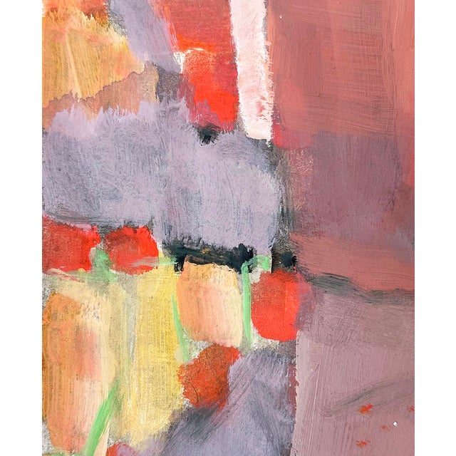 Beautiful Mid Century Modern expressionist abstract painting on paper. Comes with 4" acid free mat.