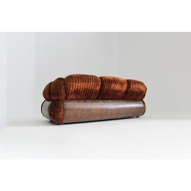 Vintage Italian Three-Seater Sofa in Velvet, 1970s For Sale - Image 6 of 9