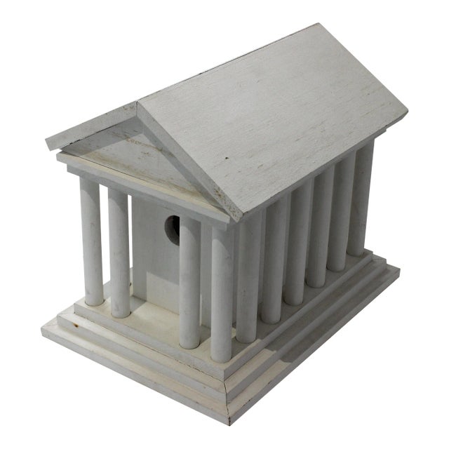 Neoclassic Revival Greek Parthenon Bird-House Decor Adirondack Folk Art in Painted Whitewashed Wood For Sale