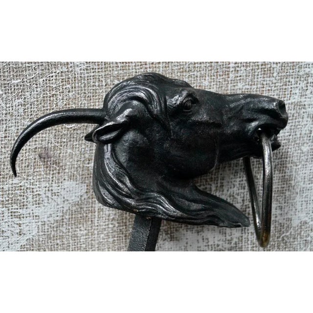 Victorian Cast Iron Horse Head Hitching Posts, Set of 2 For Sale - Image 4 of 15