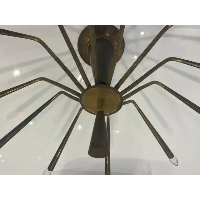 Metal Grand Oscar Torlasco Ragno LUMI 1960s Italian Flush Chandelier For Sale - Image 7 of 11