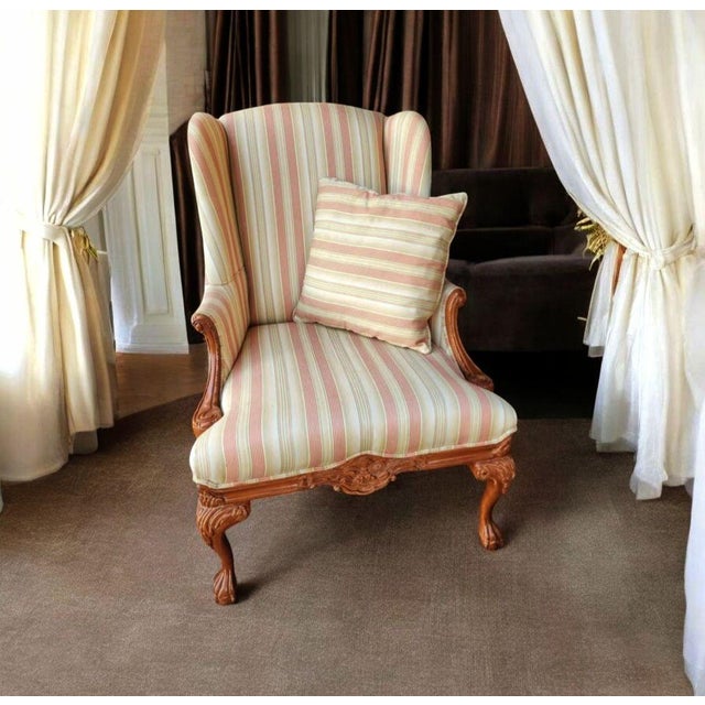 Pair of Vintage Louis XV-Style Bergère Wingback Chairs by Craftmaster. For Sale In Raleigh - Image 6 of 10