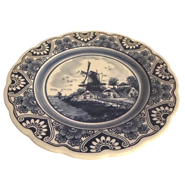 Vintage Delft Decorative Scalloped Wall Plate For Sale In Birmingham - Image 6 of 10