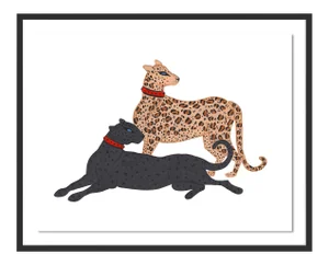 Dolly & Jean by Willa Heart in Black Framed Paper, XS Art Print