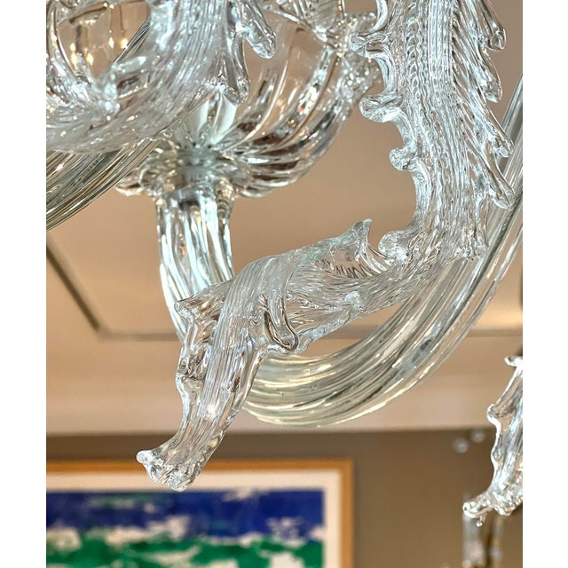 Impressively Large Murano Blown Clear Glass Chandelier With Floral and Foliate Tendrils For Sale - Image 14 of 14