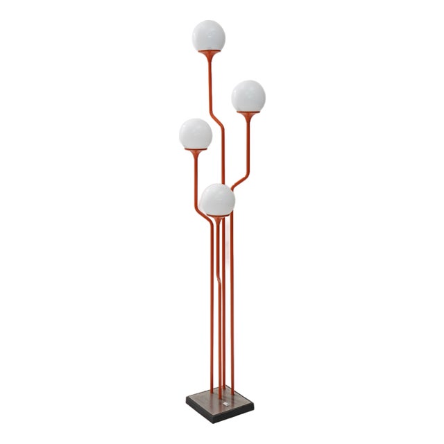 4-Light Floor Lamp in Glass and Metal from Reggiani, 1970s For Sale