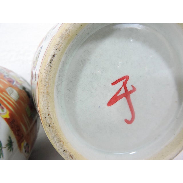 Rare Antique "Linen Fold" Famille Rose Vases, Signed White Porcelain Chinese With Chimera, Republic Period, a Pair For Sale - Image 10 of 11