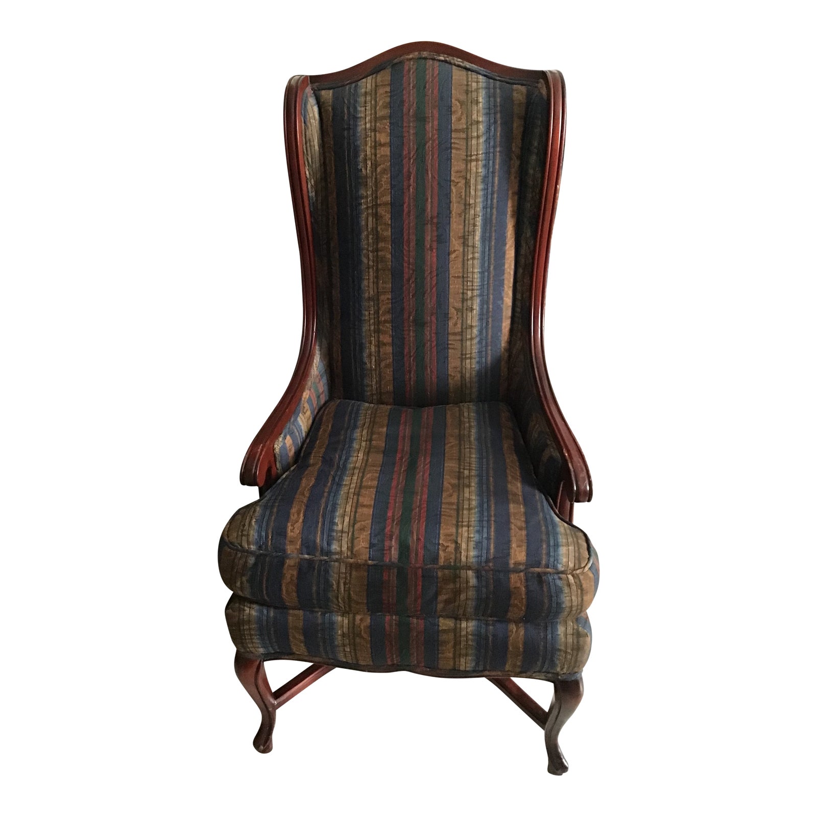 Vintage Mahogany Rosewood Style High Back Accent Chair Chairish