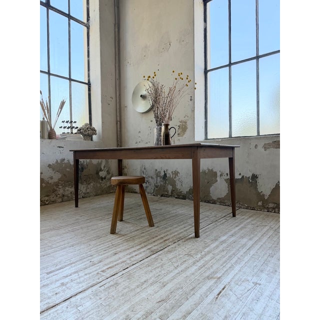 Brown Oak Farmhouse Table with Spindle Legs, 1950 For Sale - Image 8 of 18