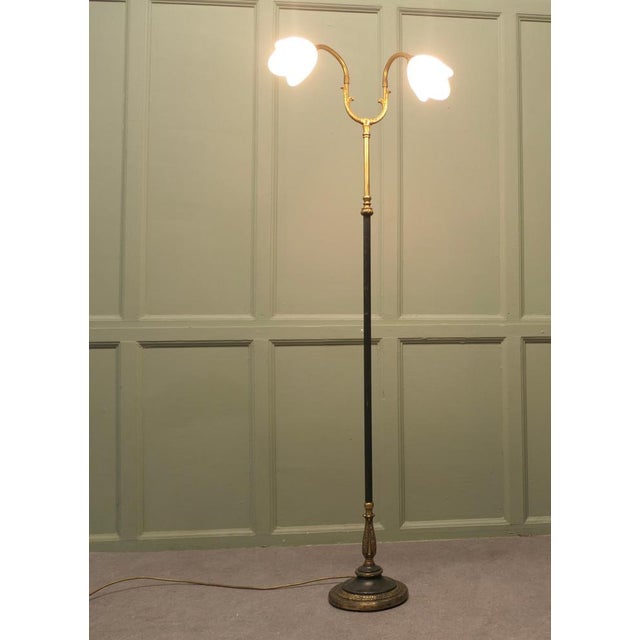 Art Deco Adjustable Floor Standing, Bendy, Twin Reading Lamp This is a charming 2 arm floor Standing reading lamp, both...
