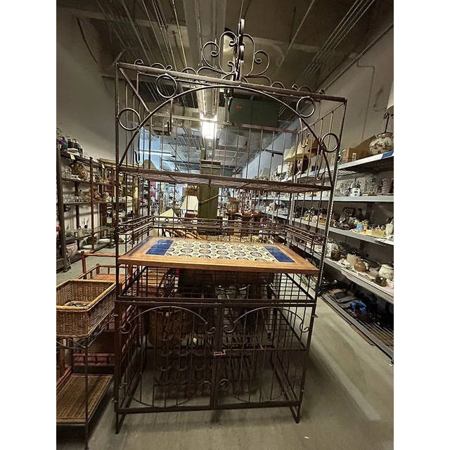 1970s Large Kitchen Wrought Iron Bakers Wine Storage Rack For Sale - Image 4 of 4