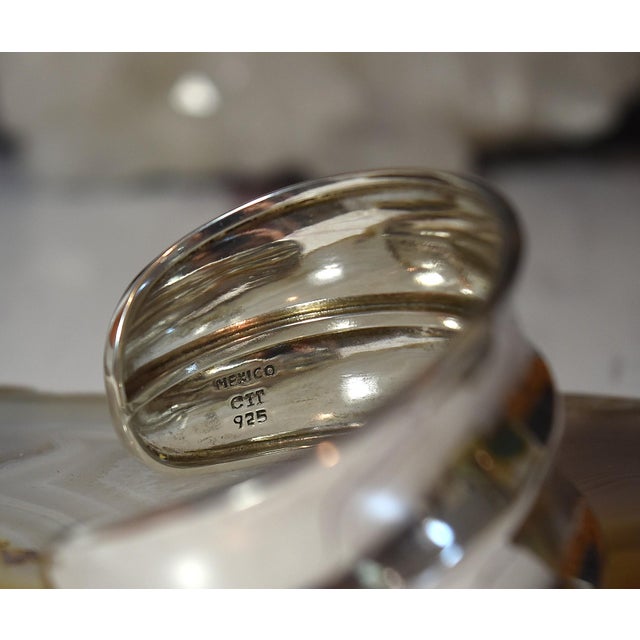 Vintage Mod Style Wide Sterling Silver Cuff Bracelet For Sale - Image 16 of 17