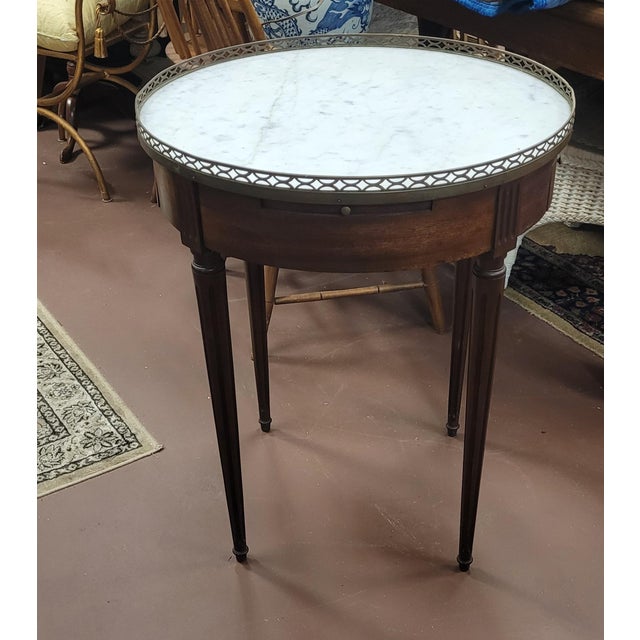 Antique French Marble Top Round Boulle Table For Sale - Image 9 of 11