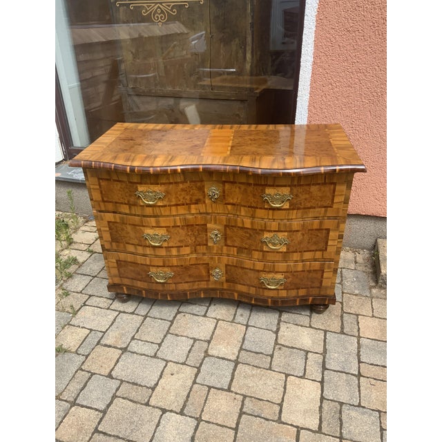 Baroque Saxony Walnut and Maple Chest of Drawers, 1760s For Sale - Image 9 of 15