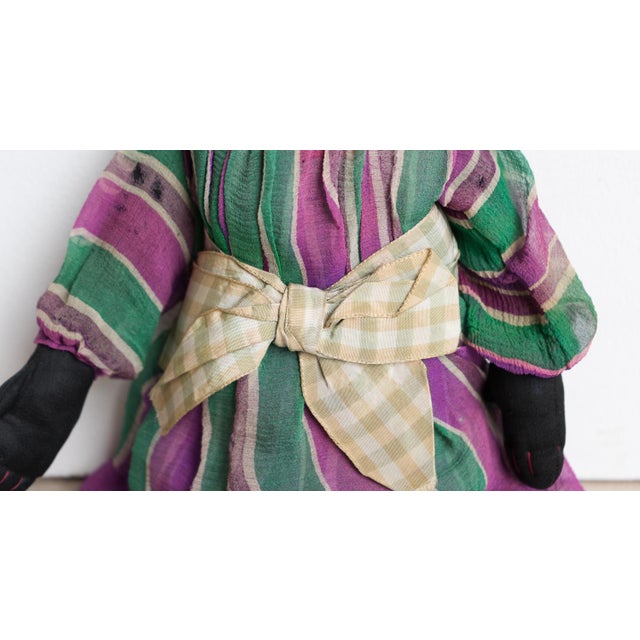Purple Antique Black American Folk Art Rag Doll, Possible Suffragette Connection, 19th Century For Sale - Image 8 of 15
