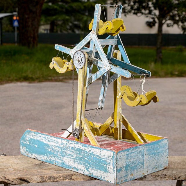 Wooden Mobile with Chain Mechanism in Lacquered Wood, 1940s For Sale - Image 4 of 10