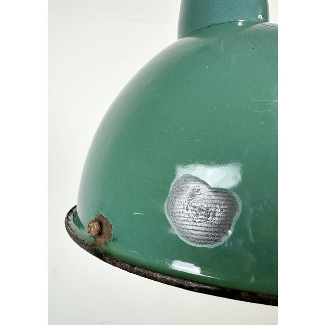 Metal Industrial Green Enamel Factory Lamp, 1960s For Sale - Image 7 of 16