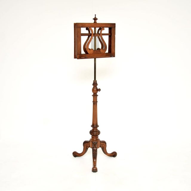 Antique Victorian Carved Walnut Music Stand, 1860 For Sale - Image 3 of 13
