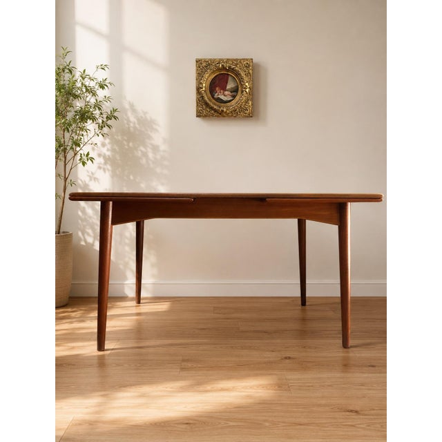 Mid-Century Modern 1950s Danish Mid-Century Modern Teak Extension Dining Table by Omann Jun For Sale - Image 3 of 6