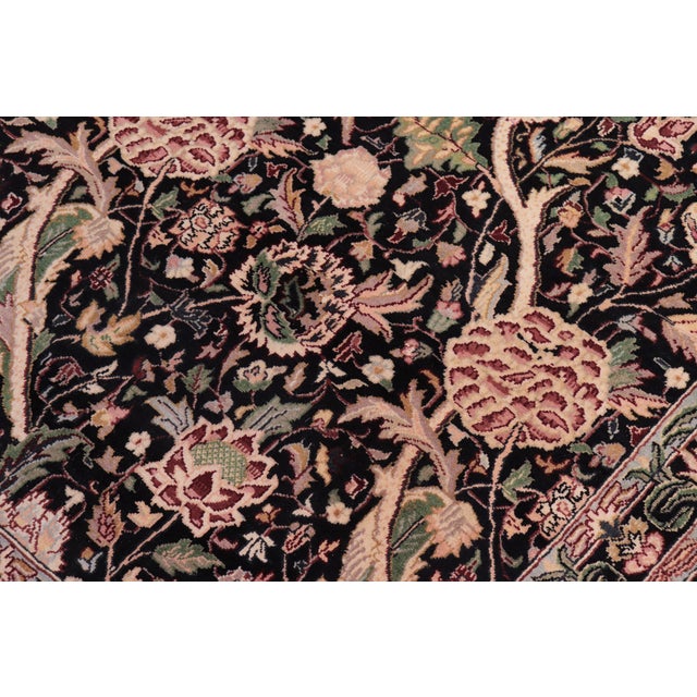 Shabby Chic Shabby Chic 1990's Floral Pak-Persian Black/Black Wool Rug - 9'0'' X 12'6'' For Sale - Image 3 of 9
