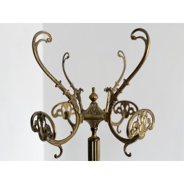 Vintage Italian Brass Coat Rack with Rotating Crown and Female Face Tripod Base, 1960s For Sale - Image 9 of 18