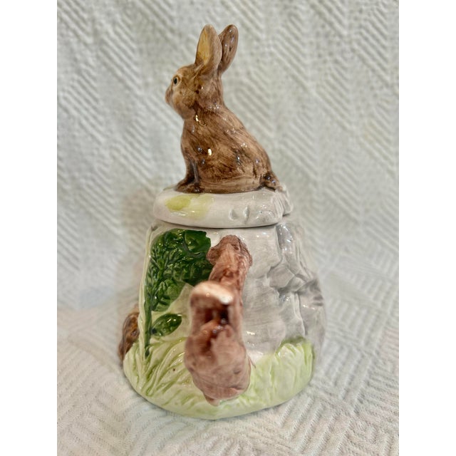 Shabby Chic Vintage CBK Majolica Style Bunny Rabbit Tea Pot For Sale - Image 3 of 11