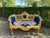 Blue Late 20thC Louis XVI Gilded Blue Beech Settee, Upholstered, 1 Piece For Sale - Image 8 of 14