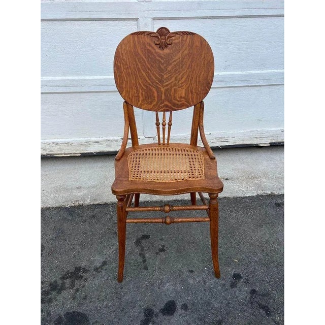 19th Century Art Nouveau Style Tiger Oak Bentwood Carved Side Chair For Sale In Washington DC - Image 6 of 11