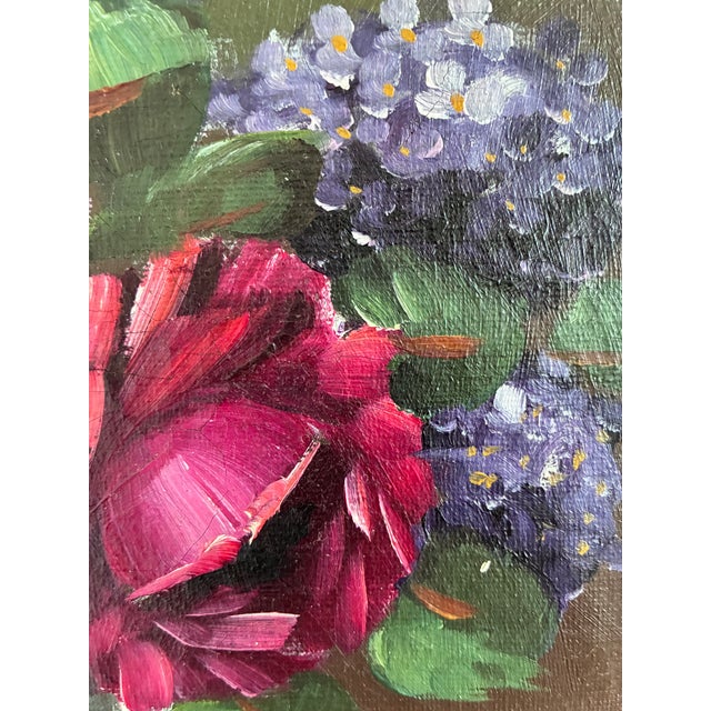 Vintage Original Flower Still Life Oil Painting: Framed Floral Art For Sale - Image 12 of 15
