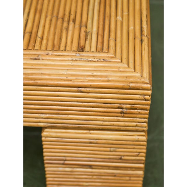 Almond Mid 20th Century Post Modern Chunky Leg Sculptural Reeded Coffee Table For Sale - Image 8 of 12