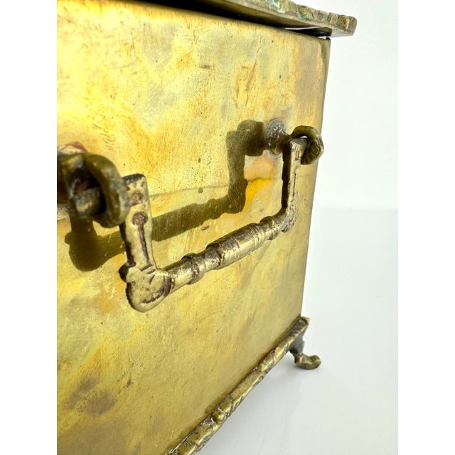 Rustic European 1960s Vintage Mid Century A. Lara Brass Footed Box For Sale - Image 3 of 10