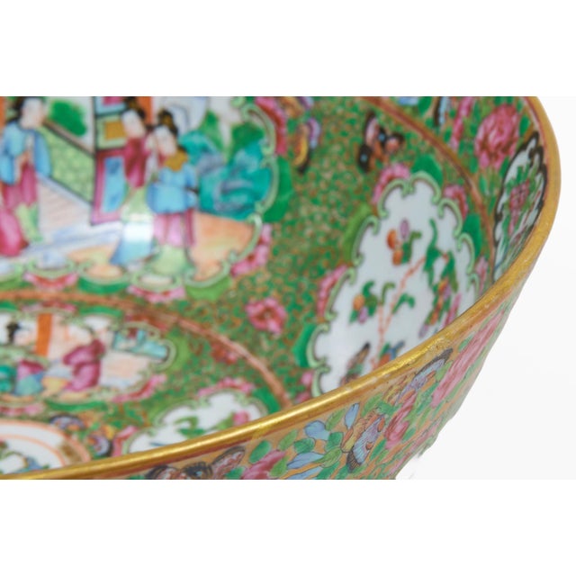 Antique Chinese Export Porcelain Rose Medallion Bowl For Sale - Image 10 of 10