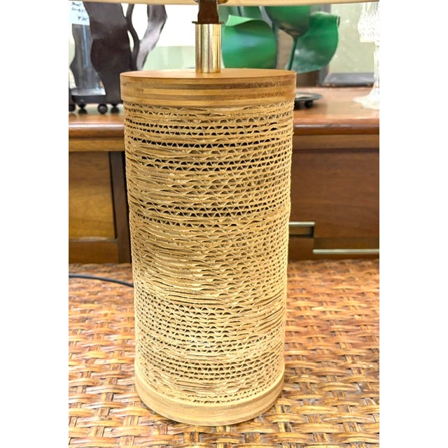 Mid-Century Modern Mid 20th Century Mid Century Modern Gregory Van Pelt Cardboard and Wood Lamps, a Pair For Sale - Image 3 of 18