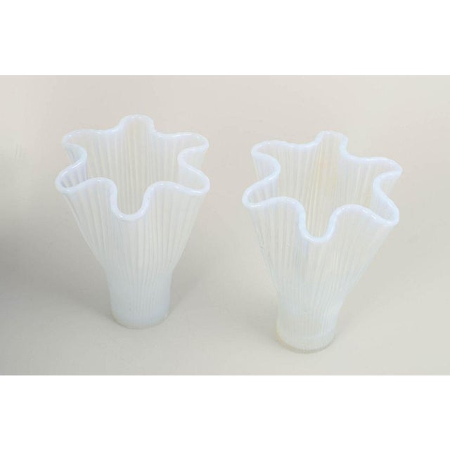 Arthur Percy for Gullaskruf Pair of “Reffla” art glass vases, 1970s. A pair of mouth-blown vases in opalised glass from...