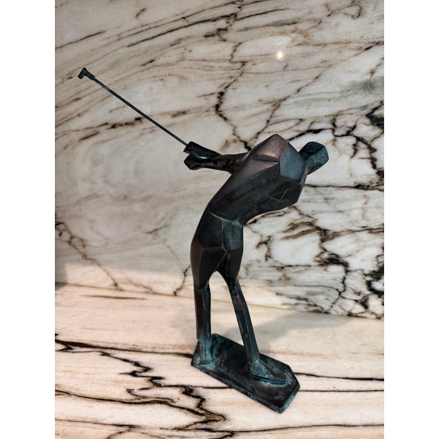 Bronze Abstract Cubist Golfer Sculpture For Sale - Image 9 of 9